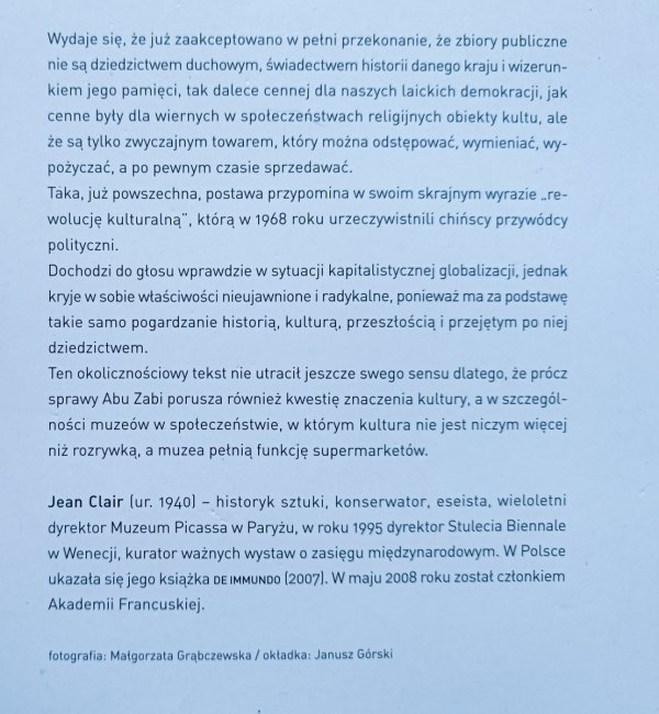 Jean Clair Kryzys muzeów: Globalizacja kultury