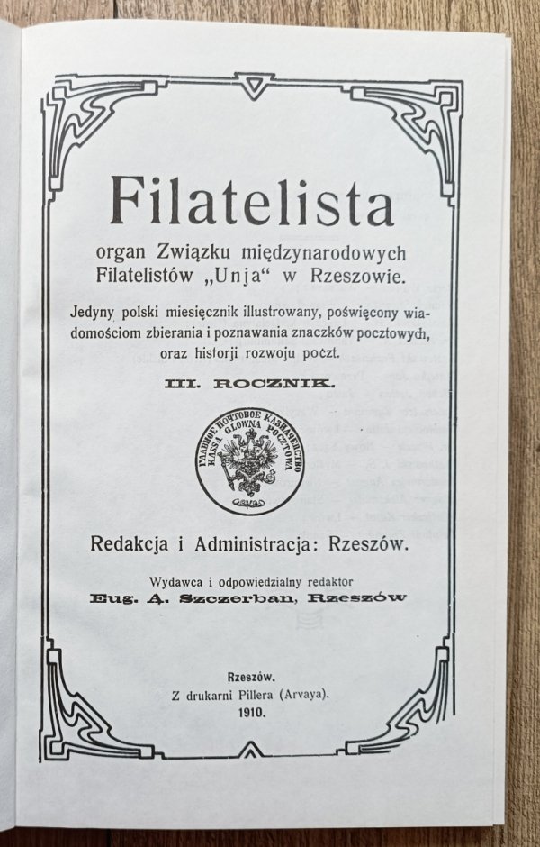 Czasopismo Filatelista Rocznik III 1910 / reprint