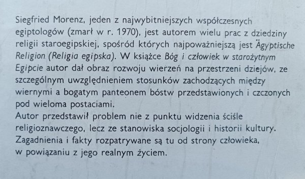 Siegfried Morenz Bóg i człowiek w starożytnym Egipcie