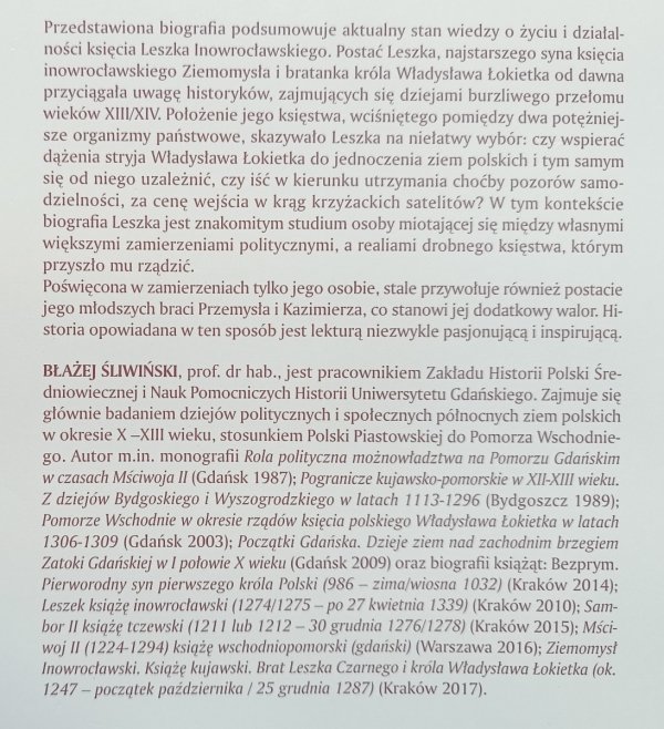 Błażej Śliwiński Leszek książę inowrocławski (1274/75 - po 27 kwietnia 1339)