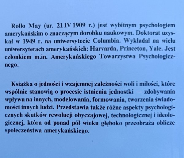 Rollo May Miłość i wola