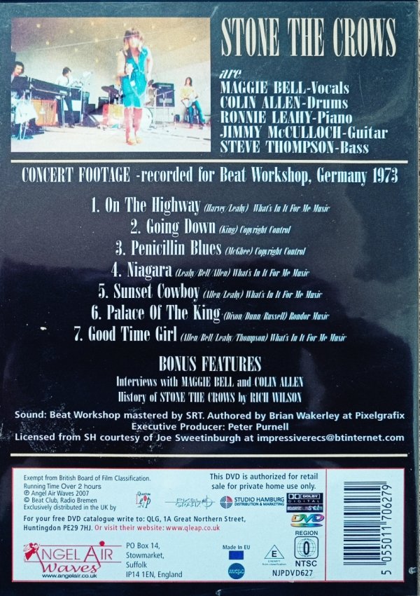 Stone the Crows In Concert, Beat Workshop, Germany 1973 DVD