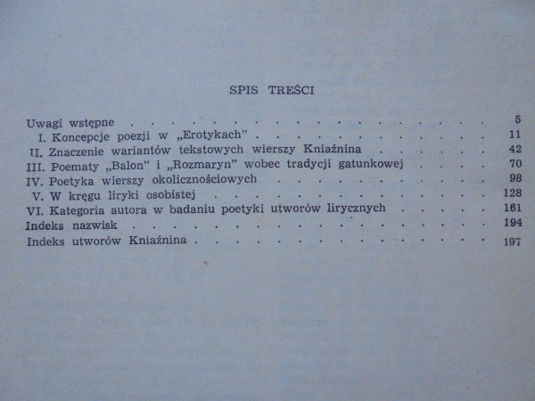 Teresa Kostkiewiczowa • Kniaźnin jako poeta liryczny