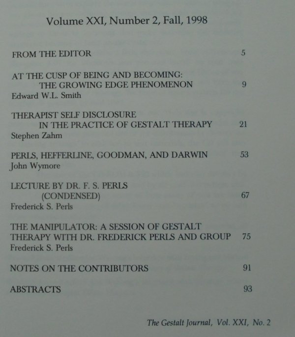 The Gestalt Journal Fall - 1998 • Frederick S. Perls