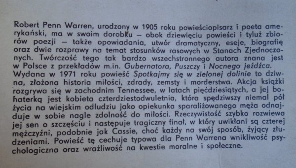 Robert Penn Warren Spotkajmy się w zielonej dolinie