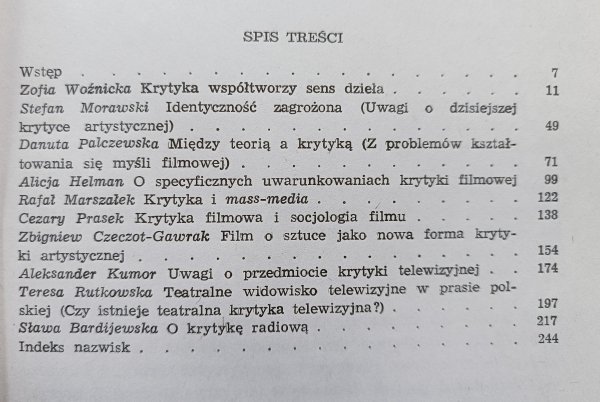 Szkice o krytyce filmowej i telewizyjnej
