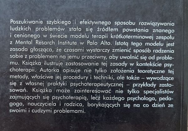 Jadwiga M. Rakowska Terapia krótkoterminowa