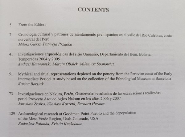 Polish Contributions in New World Archaeology / New Series, fasc.1