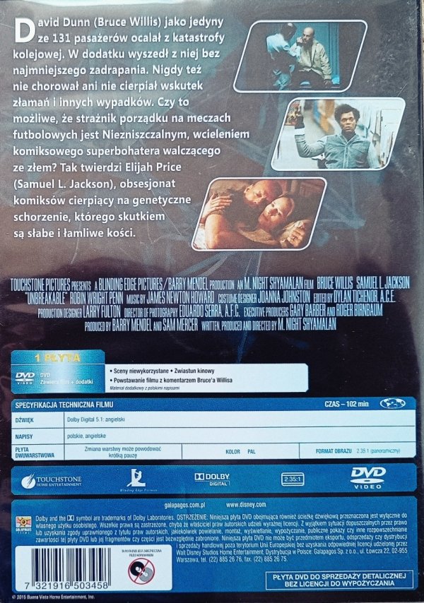 Night Shyamalan Niezniszczalny DVD