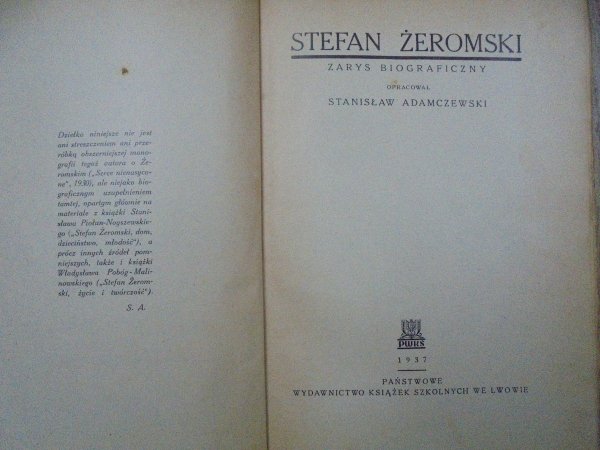 Stanisław Adamczewski • Stefan Żeromski. Zarys biograficzny