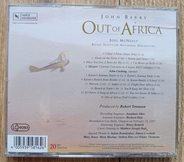 John Barry Out of Africa CD