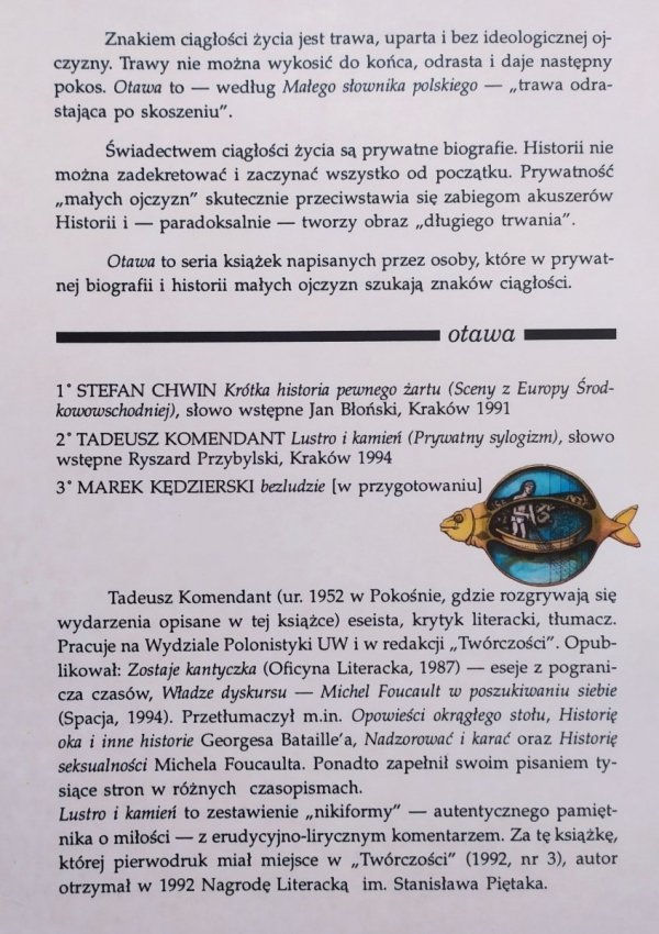 Tadeusz Komendant Lustro i kamień