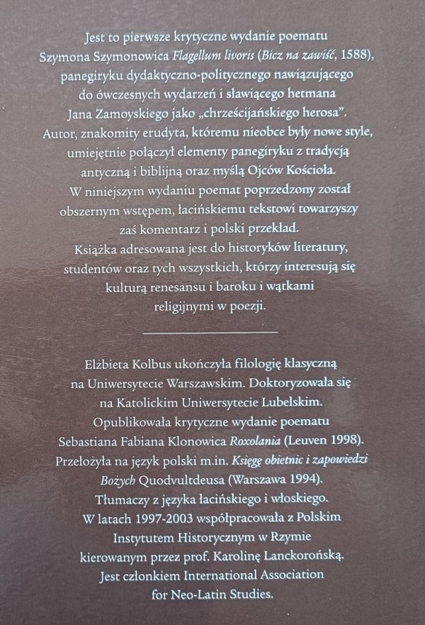 Szymon Szymonowicz Flagellum livoris / Bicz na zawiść