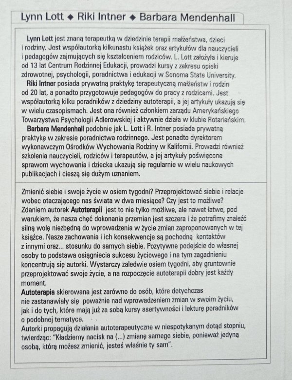 Autoterapia dla każdego: spróbuj w osiem tygodni zmienić swoje życie