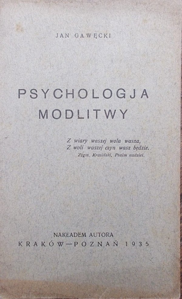 Jan Gawęcki • Psychologja modlitwy [1935]