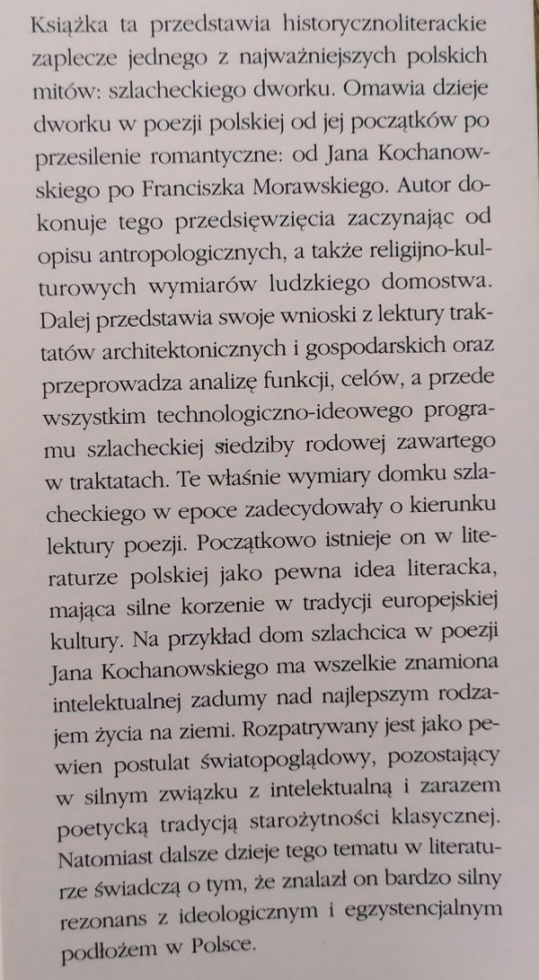 Krzysztof Koehler Domek szlachecki w literaturze polskiej epoki klasycznej