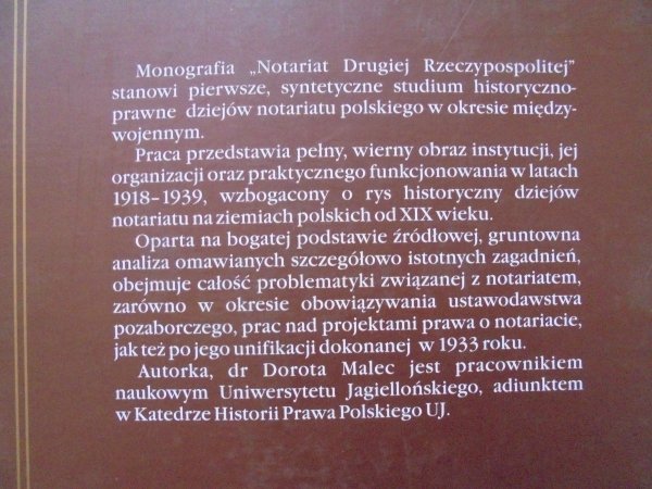 Dorota Malec • Notariat Drugiej Rzeczypospolitej
