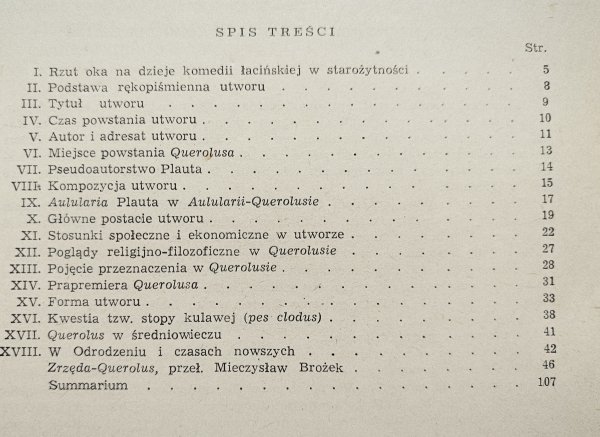 Mieczysław Brożek Ostatnia komedia rzymska (Querolus)