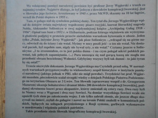 Grzegorz Mazur, Jerzy Węgierski Konspiracja Lwowska 1939-1944. Słownik biograficzny