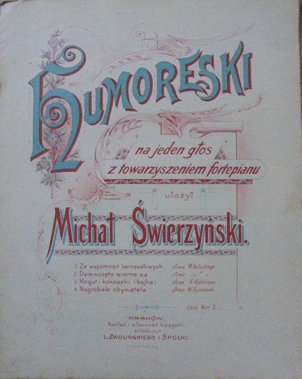 Michał Świerzyński Humoreski na jeden głos z towarzyszeniem fortepianu