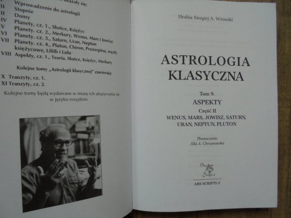 Hrabia Siergiej A. Wronski • Astrologia klasyczna tom 9. Aspekty część 2. Wenus, Mars, Jowisz, Saturn, Uran, Neptun, Pluton