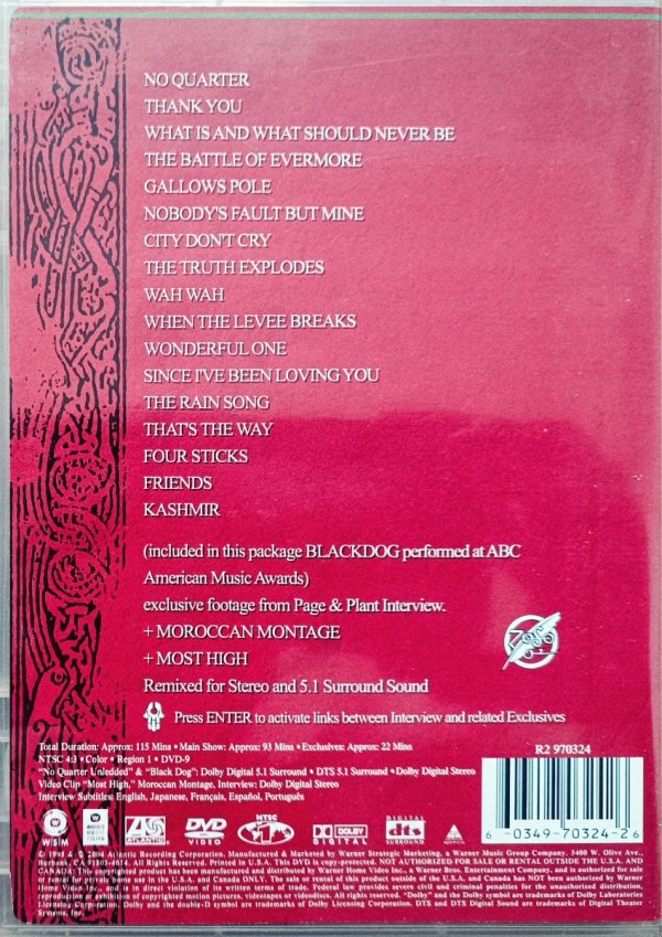 No Quarter: Jimmy Page &amp; Robert Plant Unledded DVD