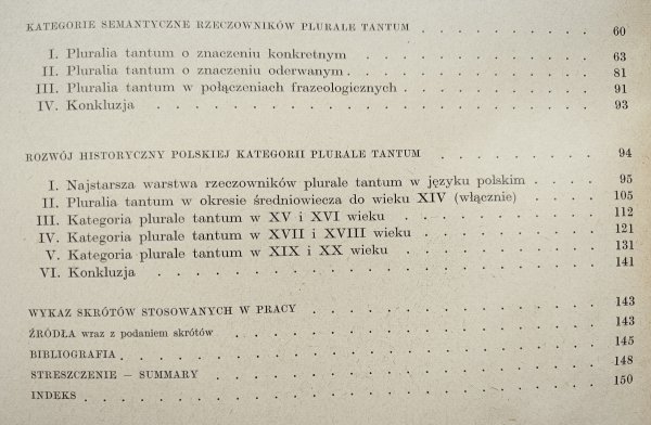 Teresa Friedelówna Kategoria plurale tantum w języku polskim