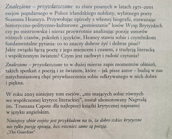 Seamus Heaney Znalezione - przywłaszczone
