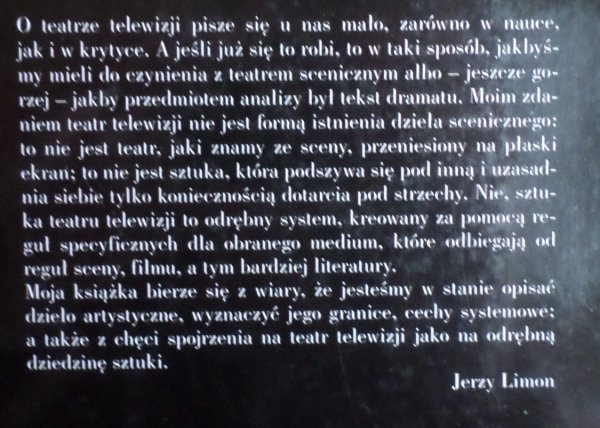 Jerzy Limon • Obroty przestrzeni. Teatr telewizji. Próba ujęcia teoretycznego