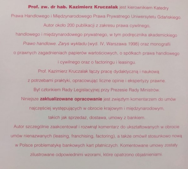Kazimierz Kruczalak Umowy w obrocie handlowym