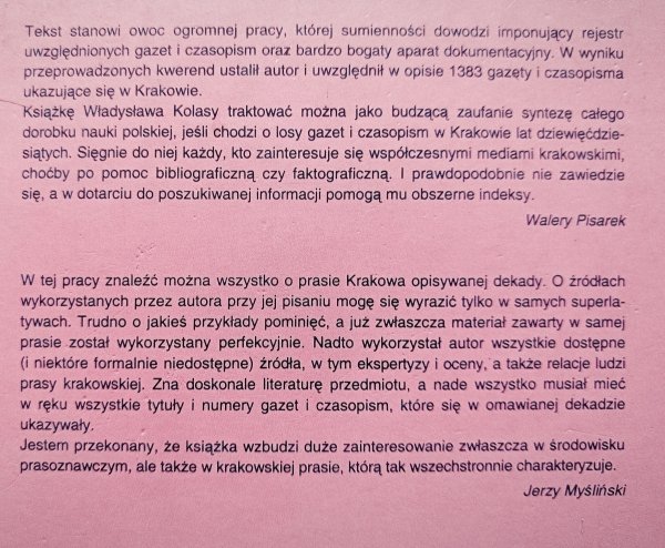 Prasa Krakowa w dekadzie przemian 1989-1998