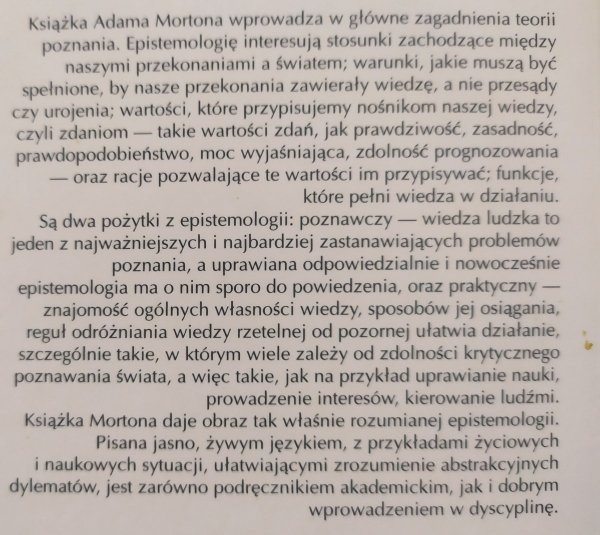 Adam Morton Przewodnik po teorii poznania