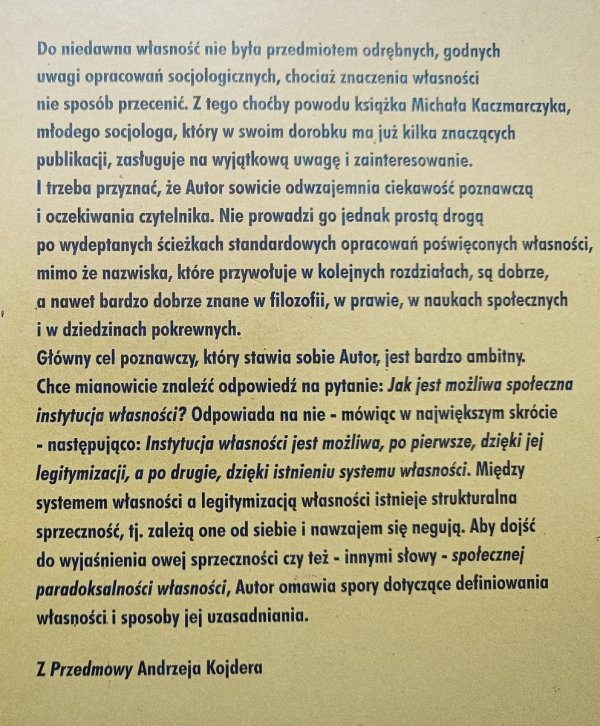 Michał Kaczmarczyk Wstęp do socjologicznej teorii własności
