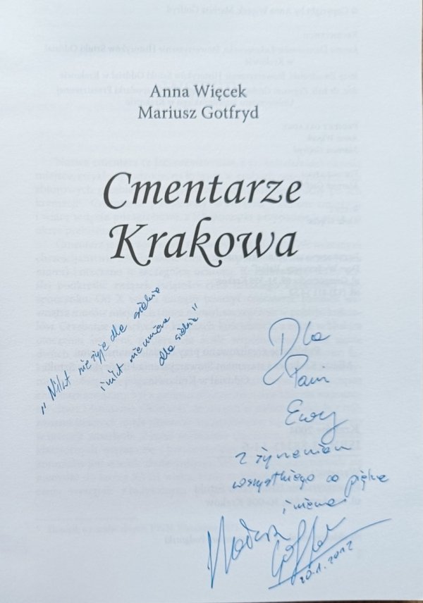 Anna Więcek, Mariusz Gotfryd Cmentarze Krakowa