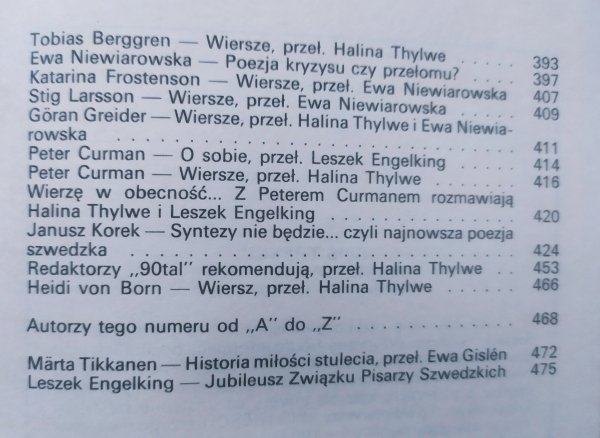 Literatura na Świecie 8/1993 (265) Literatura szwedzka, Stig Larsson, Torgny Lindgren