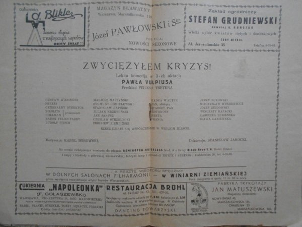 Teatr letni sezon 1933/34 Tadeusz Gronowski