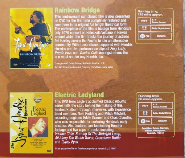 Jimi Hendrix Rainbow Bridge. Electric Ladyland 2DVD