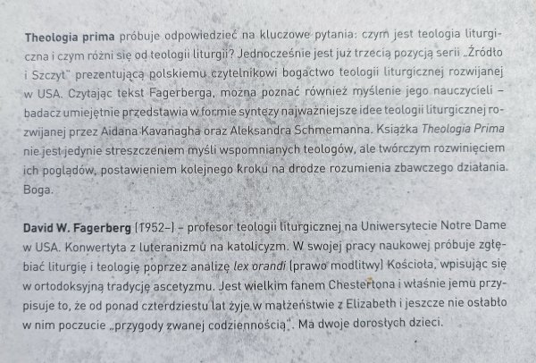 Theologia prima: czym jest teologia liturgiczna?