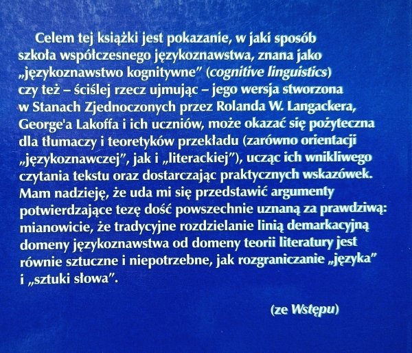 Elżbieta Tabakowska Językoznawstwo kognitywne a poetyka przekładu