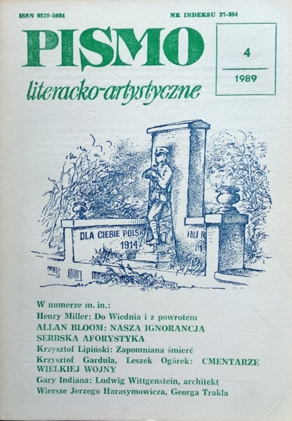 Pismo literacko-artystyczne 4/1989 • Henry Miller, Allan Bloom, Georg Trakl