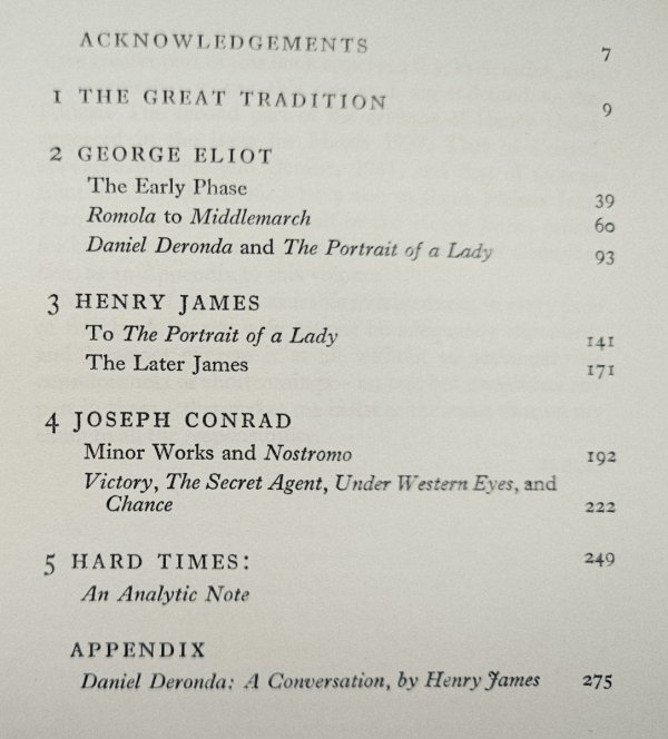 F.R. Leavis The Great Tradition. George Eliot, Henry James, Joseph Conrad