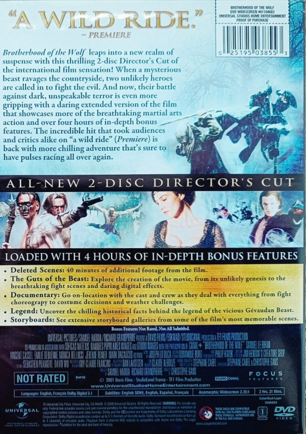 Christophe Gans Brotherhood of the Wolf DVD