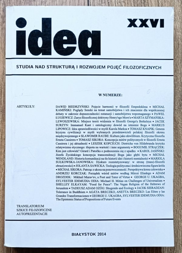 Idea XXVI: studia nad strukturą i rozwojem pojęć filozoficznych