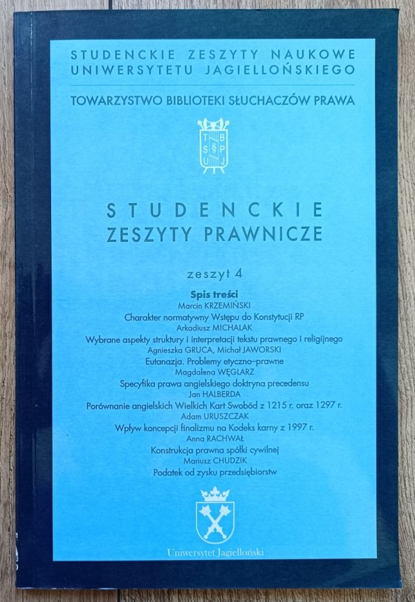 Studenckie Zeszyty Prawnicze UJ zeszyt 4