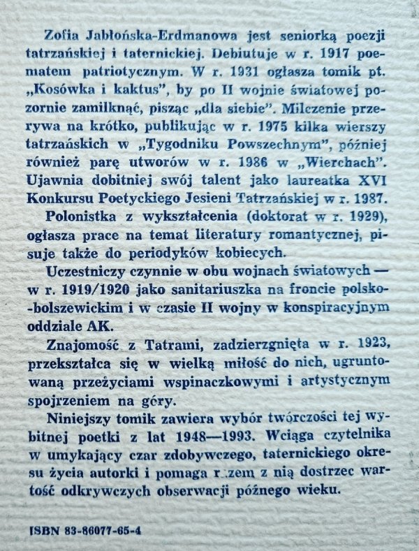 Zofia Jabłońska-Erdmanowa Stara ciupaga i inne wiersze z lat 1948-1993