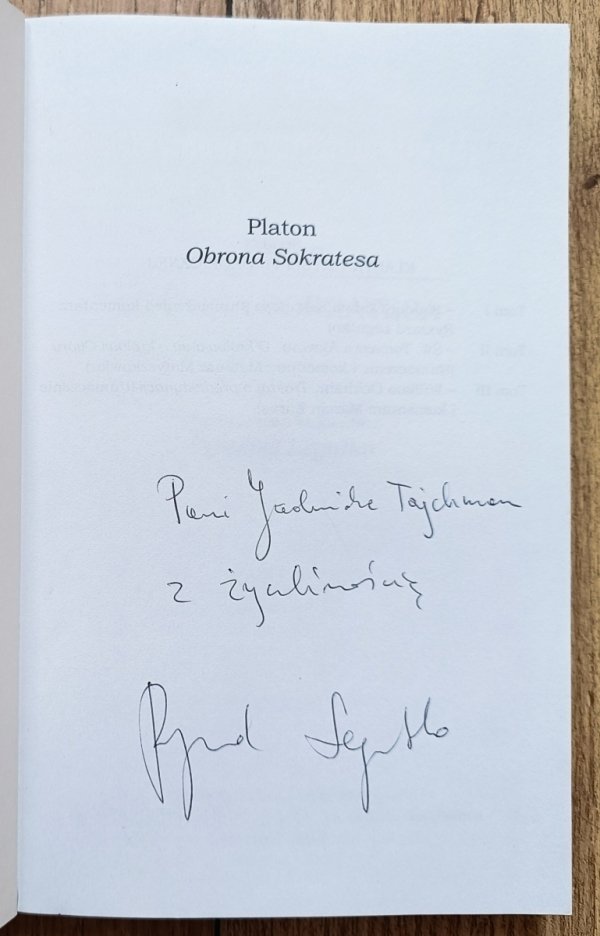 Platon Obrona Sokratesa / z dedykacją tłumacza Ryszarda Legutki