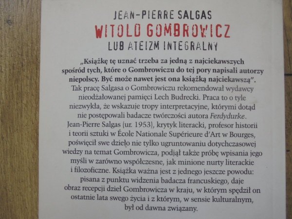 Jean-Pierre Salgas • Witold Gombrowicz lub ateizm integralny