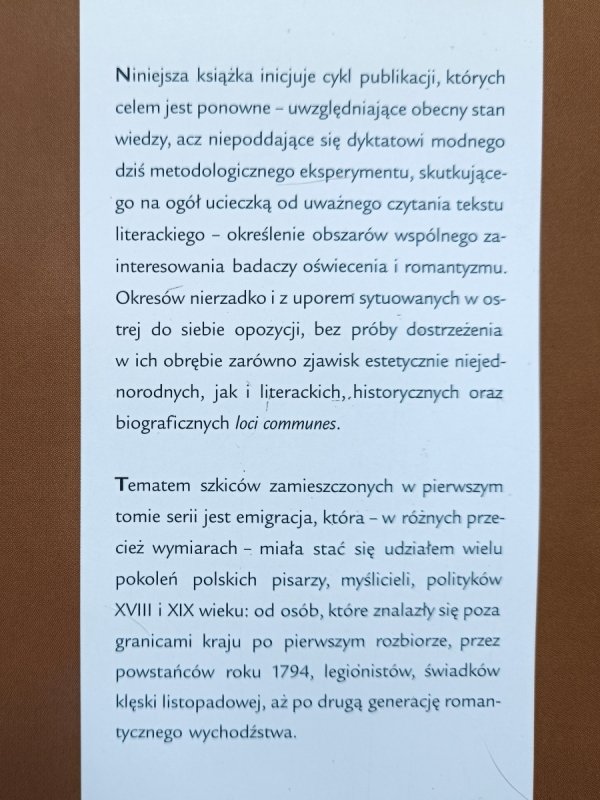Emigranci, wygnańcy, wychodźcy. Oświecenie i romantyzm - kolokwia krakowskie