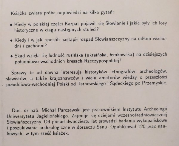 Michał Parczewski Początki kształtowania się polsko-ruskiej rubieży etnicznej w Karpatach