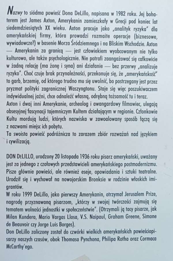 Don DeLillo Nazwy